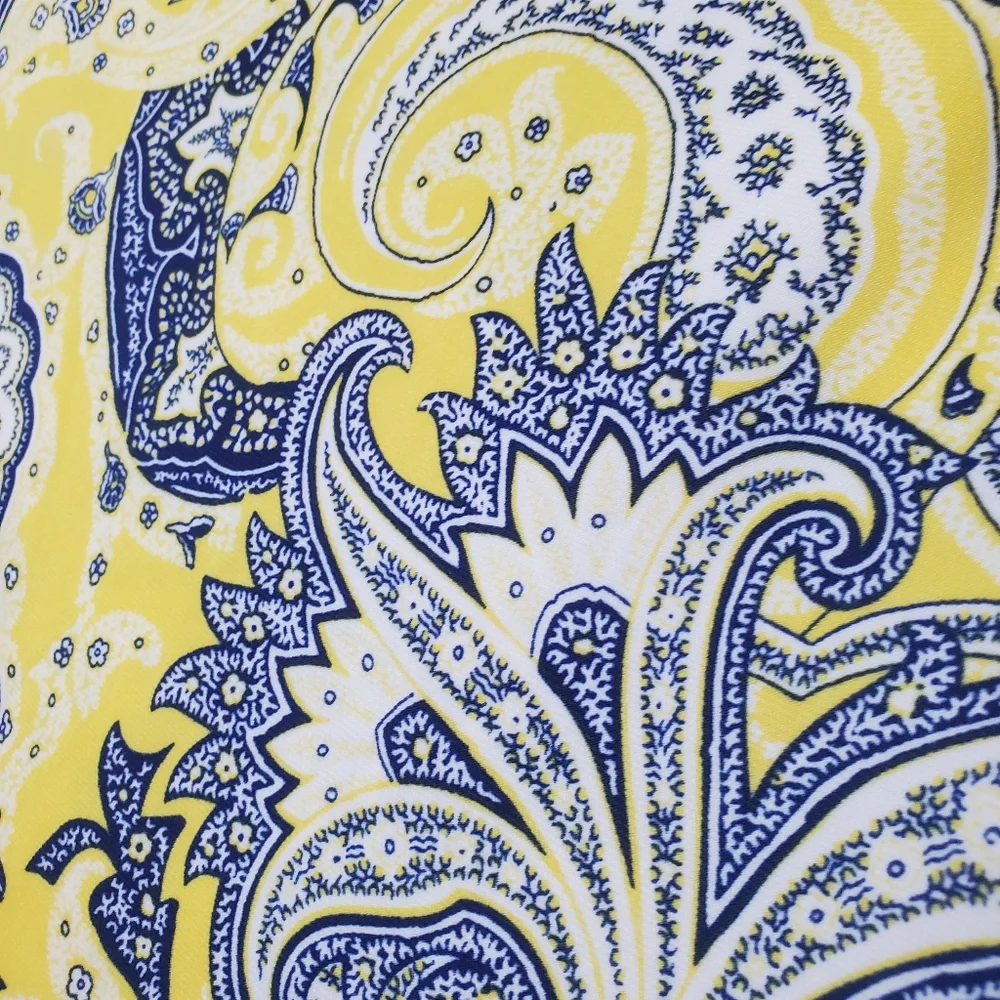 Ralph Lauren‎ NWT Starlight Yellow & Blue Paisley Surplice Dress